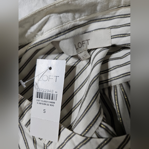 NWT! Loft Metallic Striped Shirt Small - Picture 4 of 4